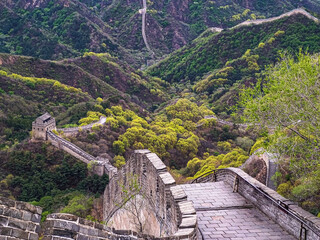 Leinwandbilder Chinesische Mauer Chinesische Mauer auf steilem Gebirgskamm  © Pashman