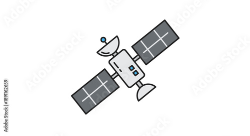 Satellite illustration spacecraft with solar panels for science and communication