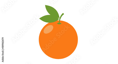 Vibrant orange fruit with green leaves isolated on white background