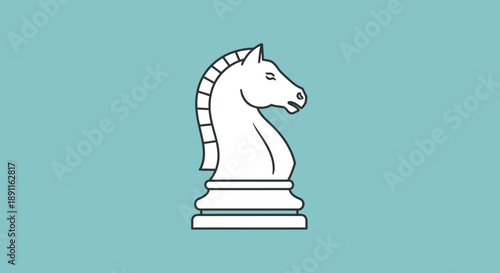 Elegant chess knight illustration against a simple turquoise background vector