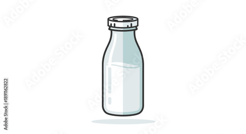 Milk bottle illustration on white background for product promotion