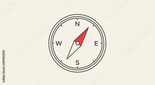 Minimalist compass illustration for navigation and directional guidance