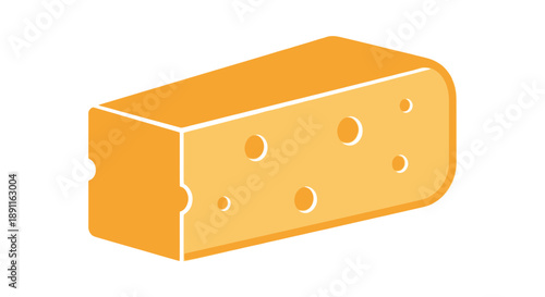 Isometric cheese wedge with holes isolated against white background