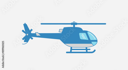 Blue helicopter illustration isolated on white background for aviation concepts