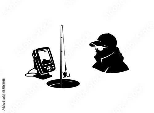 Fishing Equipment and Angler Silhouette