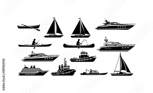Collection of Various Boats and Ships