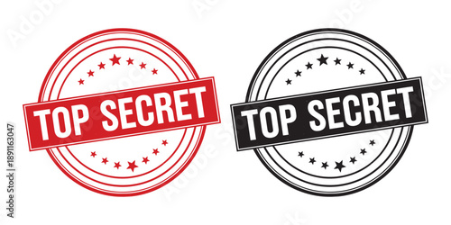 Two top secret stamps in red and black on white background