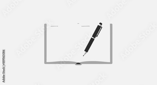 Open book with pen illustration for education learning and writing concept