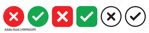 yes and no buttons tick and cross icons