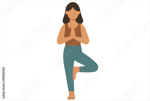 Serene Woman Practicing Yoga in Tree Pose for Wellness