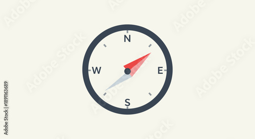 Animated compass graphic with north east south and west directions on white