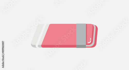 Pink rubber eraser illustration on white background for educational concepts
