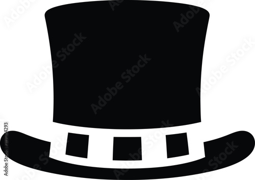 Black top hat icon with decorative band for st patricks day or formal events