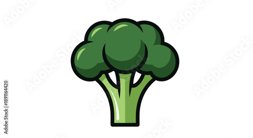 A fresh and vibrant flat design illustration of a green broccoli floret, symbolizing healthy eating and nutrition. This clean vector icon is perfect for diet plans, organic food, or vegetable-related 