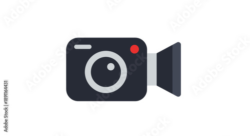 Camera icon flat design illustration of recording device isolated