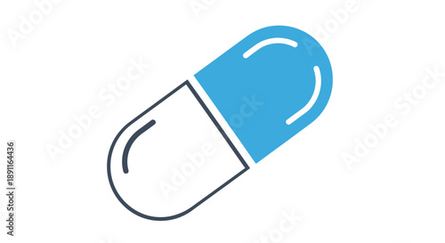 Medical capsule illustration blue and white on a white background healthcare concept