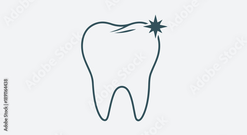 Dental health illustration featuring a tooth with a starburst effect isolated
