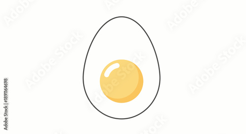 Illustrated hard boiled egg isolated cartoon food icon against white