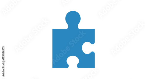 Blue puzzle piece isolated on white concept for solutions and integration