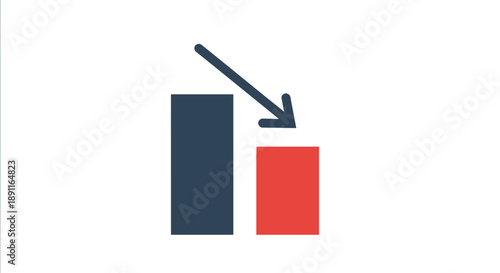 Decreasing graph symbolizing business downward trend on white background