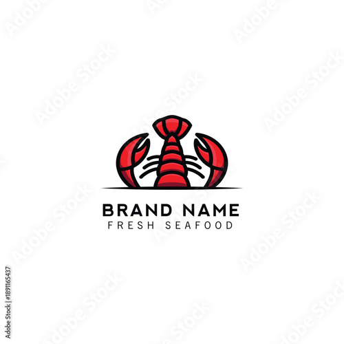 Seafood restaurant, Stylized image of shrimp logo template, prawn logo design on white background Vector illustration