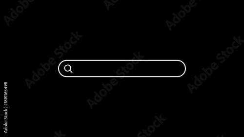 search bar animation on transparent  background, Internet browsing search bar icon animation, Search bar animated with magnify glass icon and mike icon in 4k.