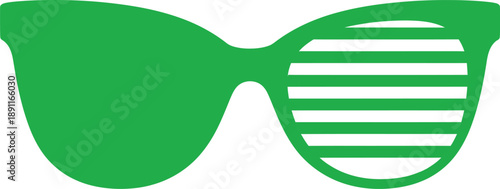 Bright green shutter shades icon or graphic with solid lens and slatted lens