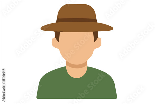 Casual Male Character Wearing a Brown Hat and Green Shirt