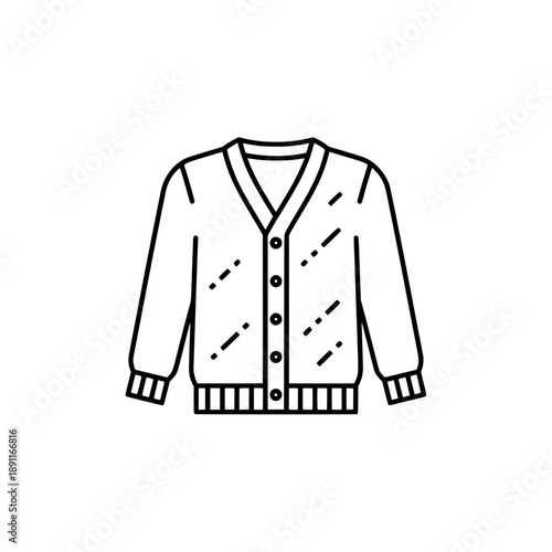 Buttoned Cardigan Sweater Outline Illustration