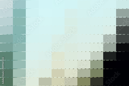 A pixelated color palette gradient with various shades of green and gray tones