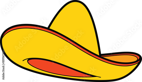 A colorful cartoon illustration of a traditional mexican sombrero hat