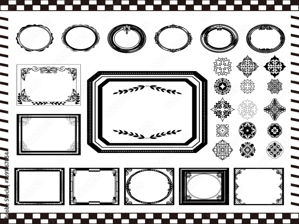 Obraz premium アンティークフレームセット四角形６