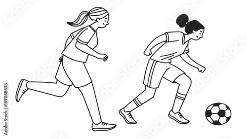 Female soccer players competing in a match.