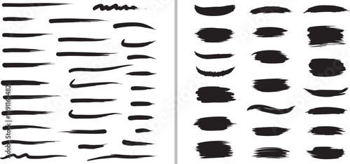 A comprehensive set of hand-drawn vector brush strokes, including "Modern Hand Liner Pack" zigzags and thick textured "Line Pack" marker swipes. Perfect for edgy, organic graphic design accents.