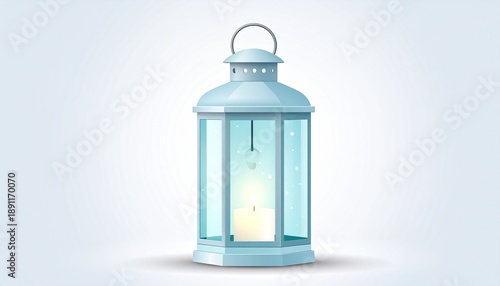 Wallpaper Mural Elegant blue lantern with a soft glowing candle inside. Torontodigital.ca