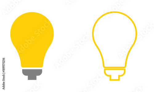 Light bulb idea icon illustration. Simple light bulb icon representing idea, innovation, creativity, inspiration, and problem solving concept on white background.
