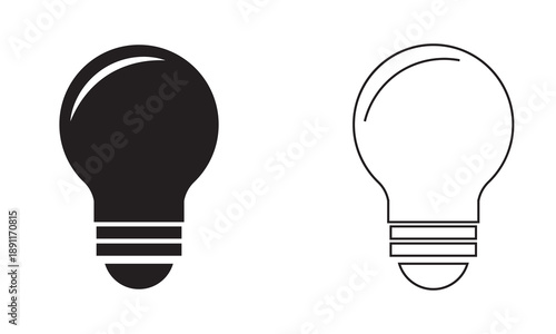 Light bulb idea icon illustration. Simple light bulb icon representing idea, innovation, creativity, inspiration, and problem solving concept on white background.
