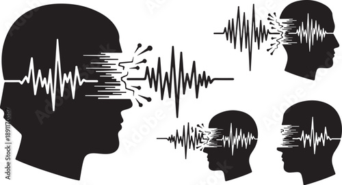 Sound waves emanating from a person's mind to others