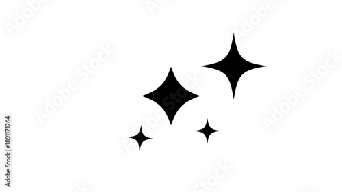 Minimal Star Sparkle Animation, Clean Black Star Overlay on White Background