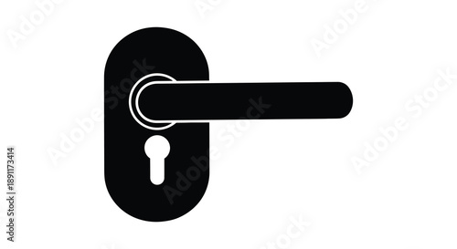 A stark black door handle is prominently displayed against a bright white background showcasing a classic design silhouette high quality