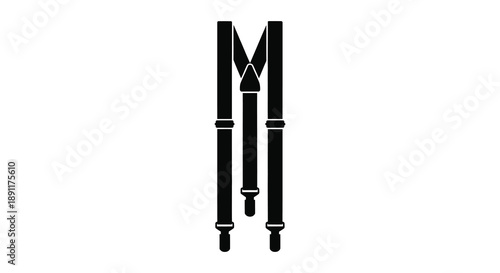 A minimalist graphic design features a stylized black depiction of suspenders creating a bold and striking silhouette high quality professional