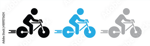 Cycling Speed Icon Set Flat Design Illustration