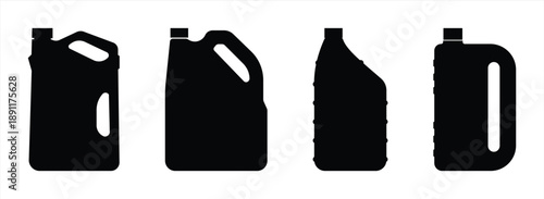 Oil Gallon Container Silhouette Icon Set