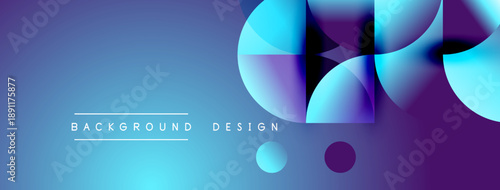 Abstract blue gradient background. Overlapping circles create modern design. Text labels indicate background and design. Simple shapes present visual appeal.