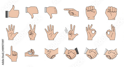 Collection of Hand Gestures and Symbols for Communication.