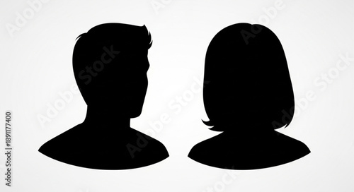 Silhouette of a man and a woman facing each other.