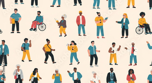 Diverse Group of People Standing and Posing Together.