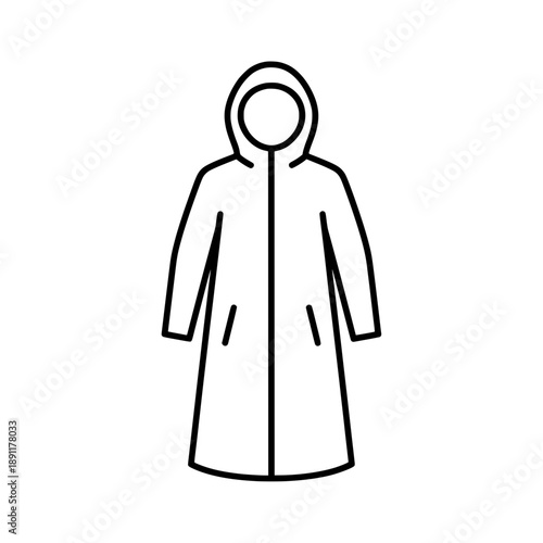 Long Trench Coat or Raincoat Linear Vector