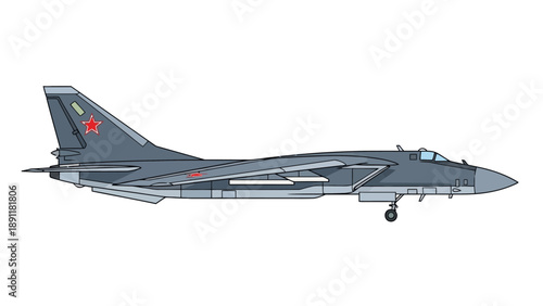 Side view of a Soviet MiG29 fighter jet in gray