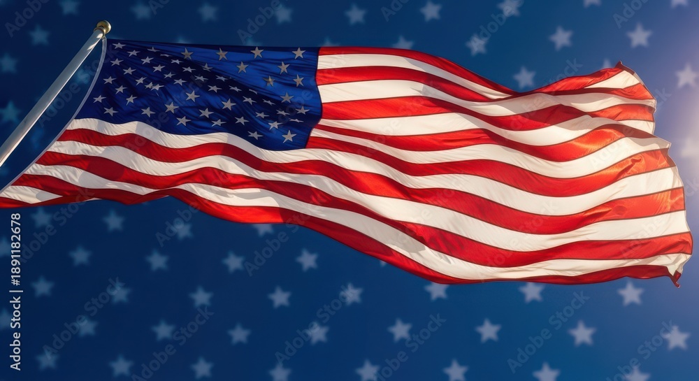 Obraz premium American Flag Waving Stars Sky